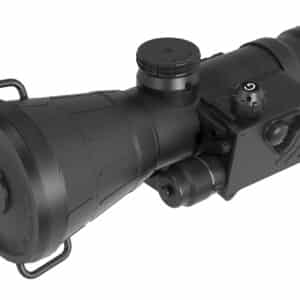 AGM Comanche-40ER 1x night vision clip-on device in black mounted on a Picatinny rail