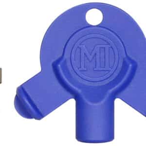 Midwest Industries Optic Multi Tool AK Front Sight Tool in blue, showing adjustment flats and included bit