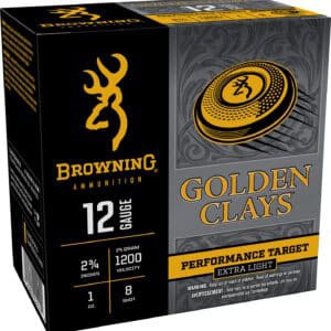 Browning Golden Clays 12 Gauge 2.75-inch 1 oz #8 shot box, 25 rounds