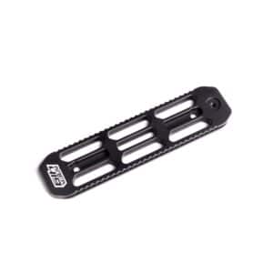 Area 419 Arcalock 6-inch M-LOK dovetail rail in black showing serrated rail sides