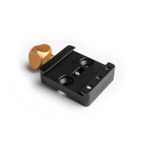 Area 419 ARCALOCK Clamp Gold mounted on ARCA 1.5 inch dovetail rail