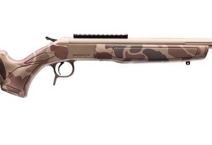 CVA Scout TD .400 Legend 20-inch FDE Cerakote stainless with duck camo synthetic stock