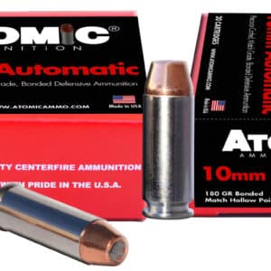 Box of Atomic Ammunition 10mm Auto 180 gr Bonded Match Hollow Point, 20 rounds