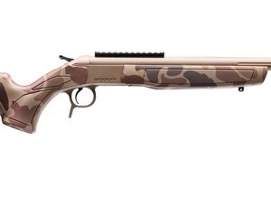 CVA Scout TD Cascade Takedown rifle 20 in FDE Cerakote stainless threaded barrel duck camo synthetic stock