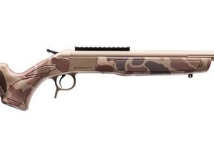 CVA Scout TD Cascade takedown .45-70 Govt rifle with FDE Cerakote and duck camo synthetic stock