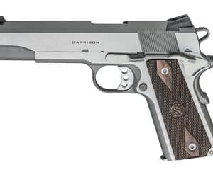 Springfield Armory 1911 Garrison .45 ACP 5 inch stainless pistol angled view
