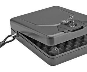 Hornady Alpha Elite Lock Box black 16-gauge steel with foam interior and security cable