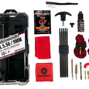 Complete Kleebore router bit set with accessories for woodworking projects.
