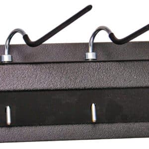 Wall-mounted coat rack with four sturdy hooks for hanging coats, hats, and accessories.
