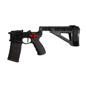 High-quality gun stock adapter for airsoft and paintball rifles, providing enhanced stability and ac.