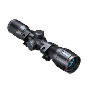 Black rifle scope with adjustable zoom and reticle for accurate targeting.