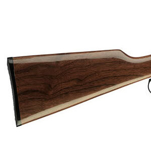 Vintage lever-action rifle with wooden stock and metal barrel for hunting and shooting sports.