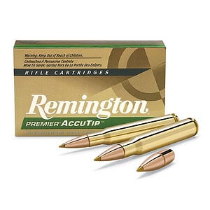 Remington brass rifle cartridges with bullets, gold-colored casings.